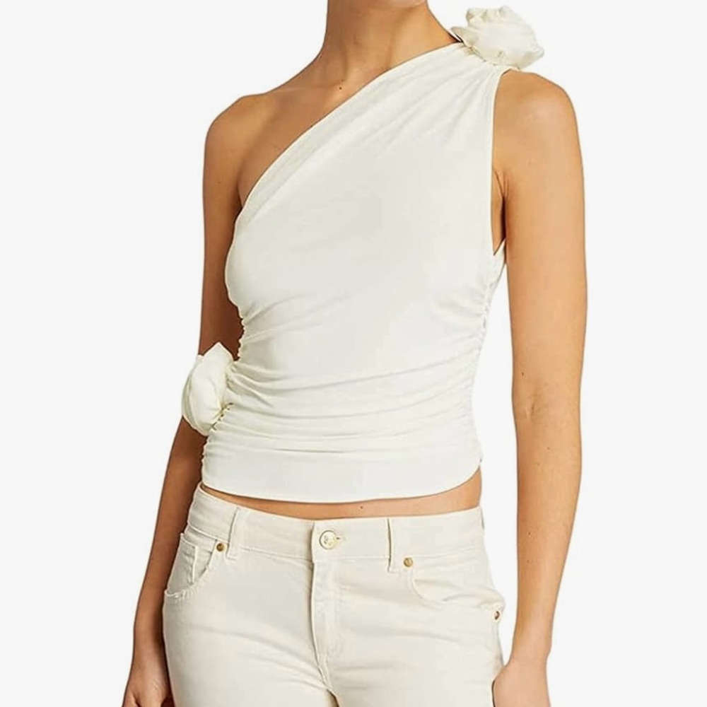 NWT White Strapless Sheer Tube Top with Floral Lace Size S